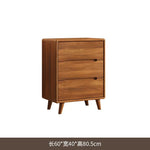commode chêne foncé tiroirs modernes pieds bois poignées noires chambre salon