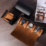 boîtes montres cuir marron noir velours classique rangement montres portable fashion casual étui
