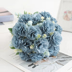 Bouquet artificiel coquelicot feuilles vertes mariage décoration intérieure vase bleu rose orange blanc vert