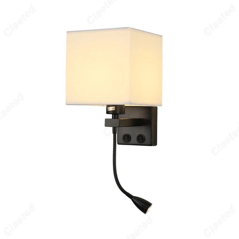 lampe murale led noir beige moderne interrupteur recharge usb angle réglable chambre cuisine