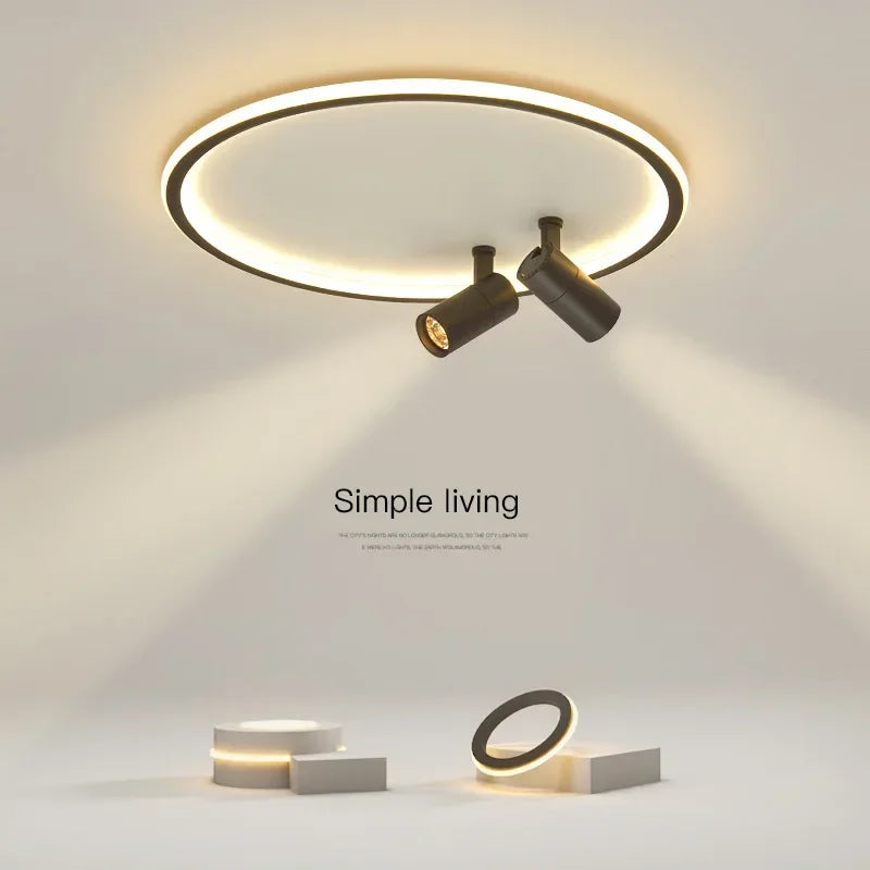 plafonnier led rond moderne blanc noir luminaire salon salle manger maison minimaliste
