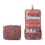 Sac toilette pliable oxford imprimé floral bleu clair motifs blancs roses bleus moderne pratique