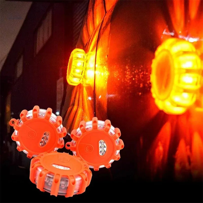 lampe sécurité orange led clignotante magnétique adhésif urgence voiture portable