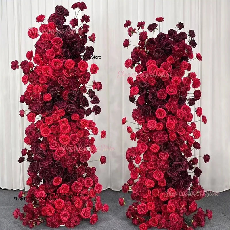 arche decorative fleurs artificielles rouge bordeaux decoration maison event anniversaire mariageintérieur classic