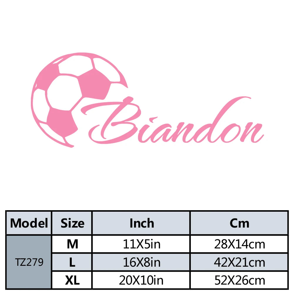sticker mural personnalisé ballon football texte biandon noir rouge moderne adhésif mur plat verre