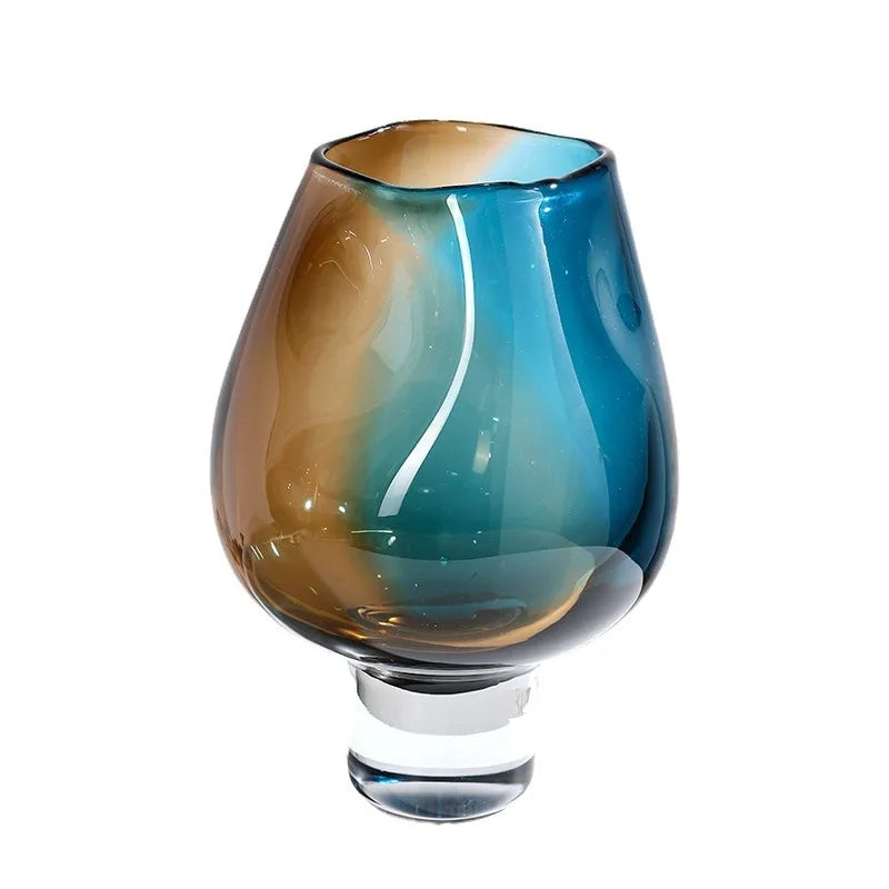 vase moderne marbré marron bleu base solide dégradé couleur décoration intérieure table fleurs opacité