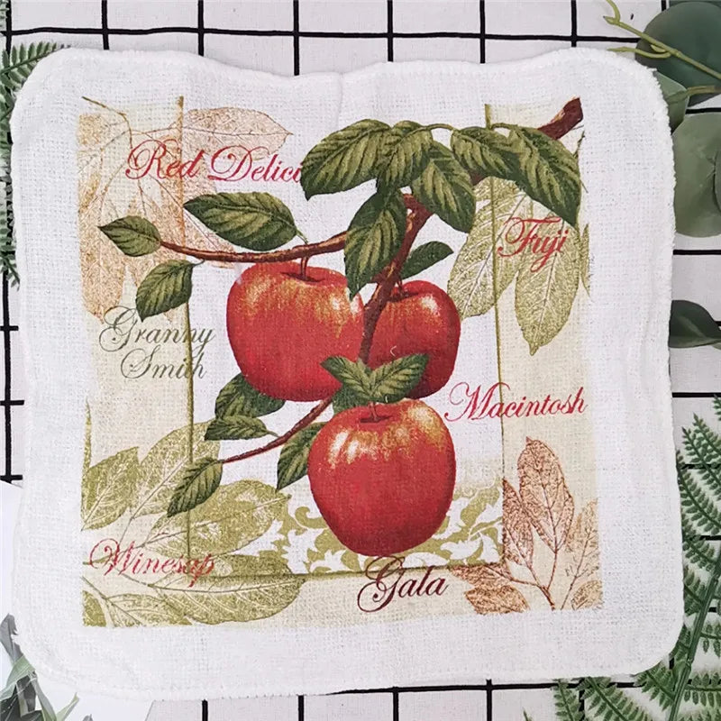 serviettes cuisine coton florales vintage blanc vert rouge jaune bleu noir absorbantes 20x20cm