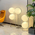 lampe sol moderne blanc sphères translucides intérieur salon chambre pied fixe métal