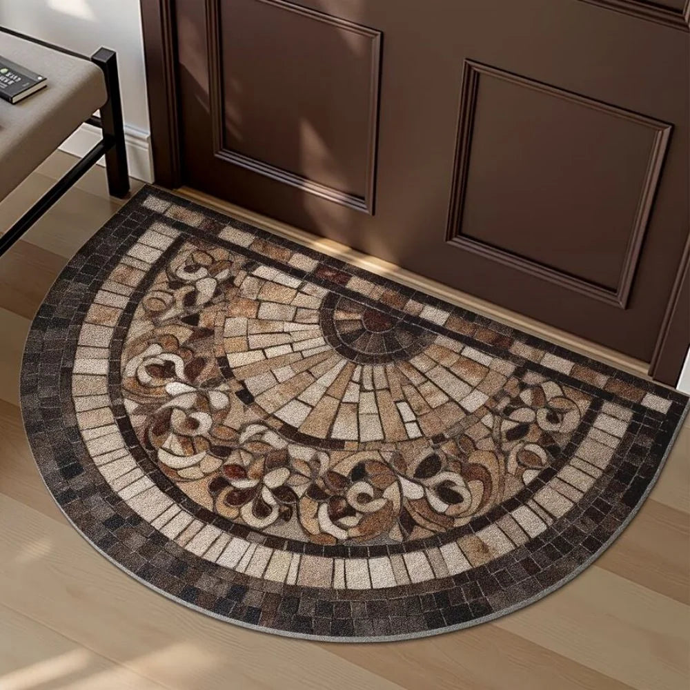 tapis d'entrée multicolore mosaïque antidérapant vintage résistant saleté facile entretenir