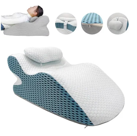 oreiller sommeil mousse mémoire forme rectangulaire texture bulles couleur vert clair ergonomique support cou