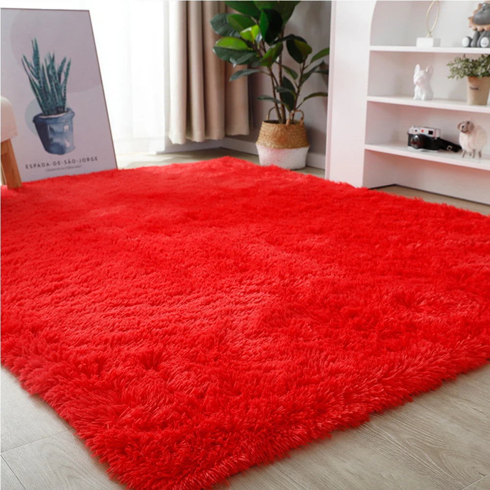 tapis polyester blanc jaune noir rouge moderne salon doux uni