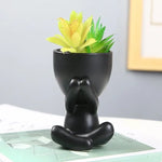 cache pot céramique contemporain noir pots fleurs succulentes drainage maison