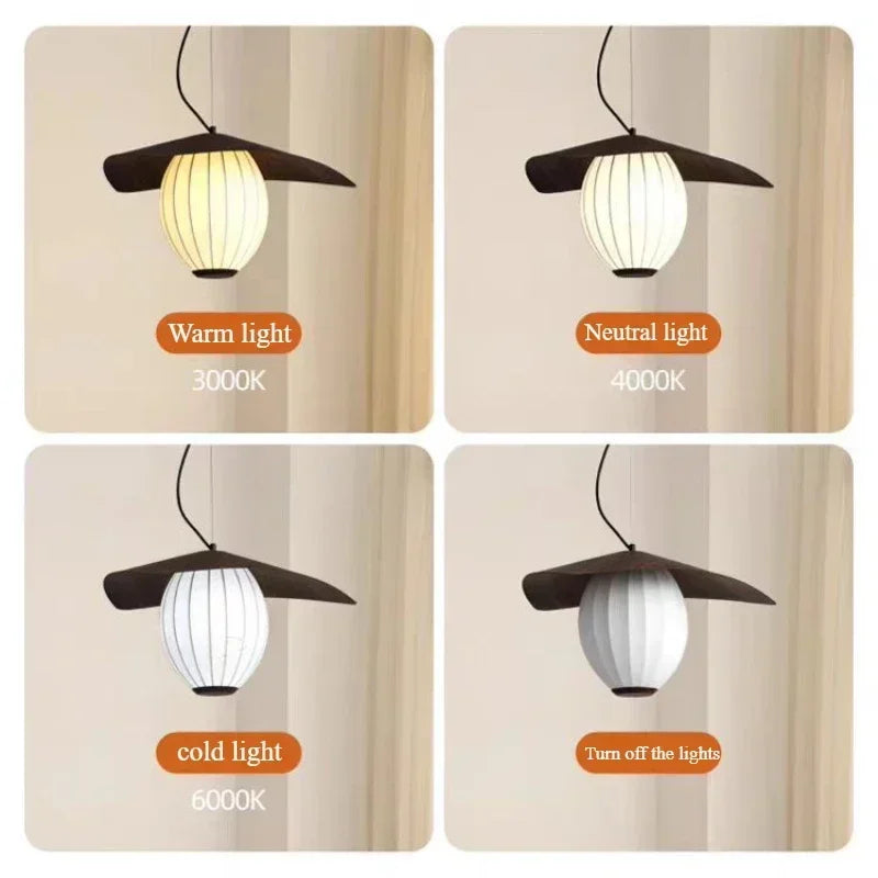 lampe suspendue soie marron foncé rayures blanches moderne cuisine salon chambre
