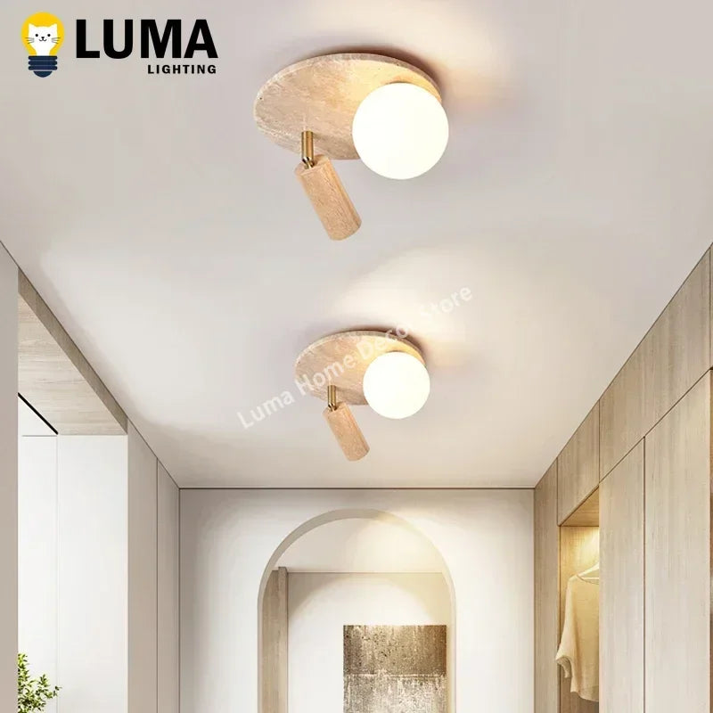Lampe moderne bois naturel pierre beige interrupteur tactile 249 2000 flux lumineux
