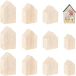 Blocs en bois brut en forme de maison pour décoration DIY