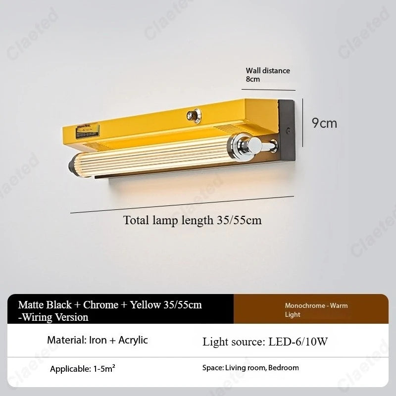 lampe murale industrielle rétro fer réglable jaune rouge noir argenté