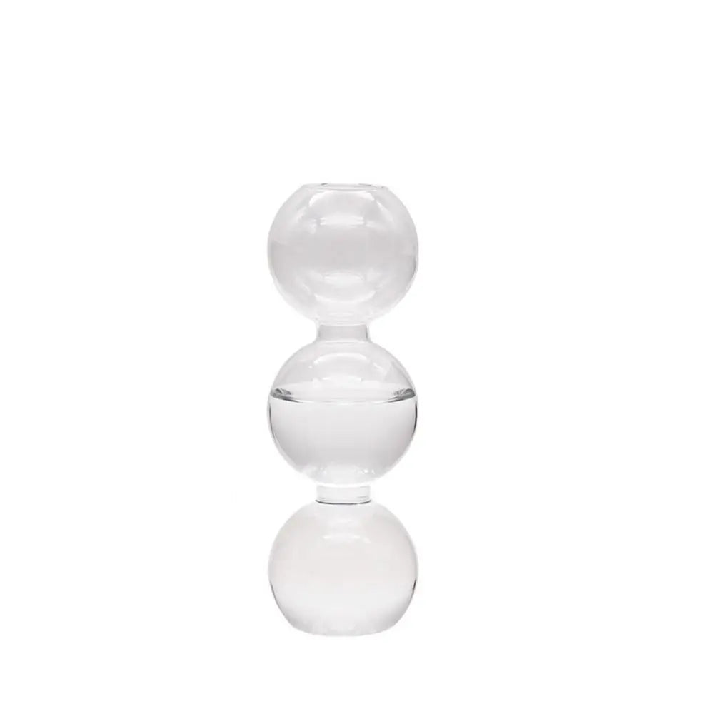vase verre moderne transparent sphères empilées rose bleu vert orange minimaliste hydroponique fleur artificielle
