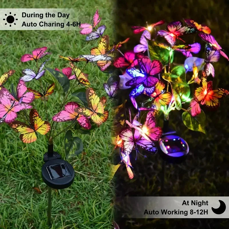 guirlande lumineuse solaire multicolore papillons clips moderne extérieur jardin décoration noël