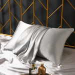 protège oreiller soie mulberry or blanc crème satiné moderne élégant enveloppe non toxique respectueux