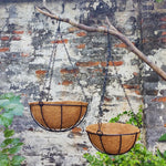 panier suspendu fibre coco chaînes métal marron clair plante verte jardin rustique naturelintérieurextérieur