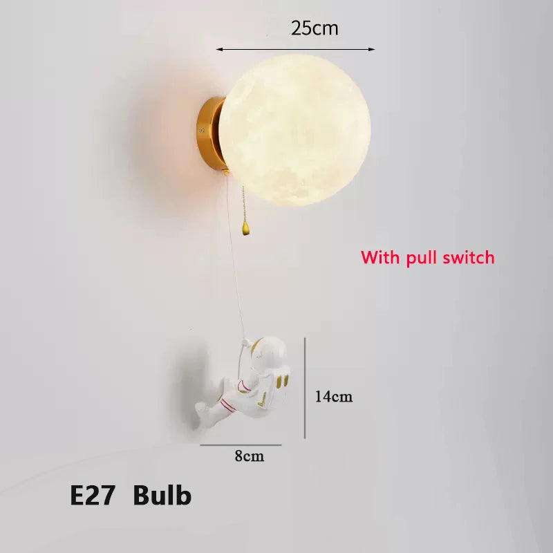 lampe murale astronaute moderne texture lune blanc doré décoration chambre enfant luminaire