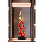 sculpture abstraite moderne rouge or argent noir torsadée fluidesDecoration intérieure résine haute qualité