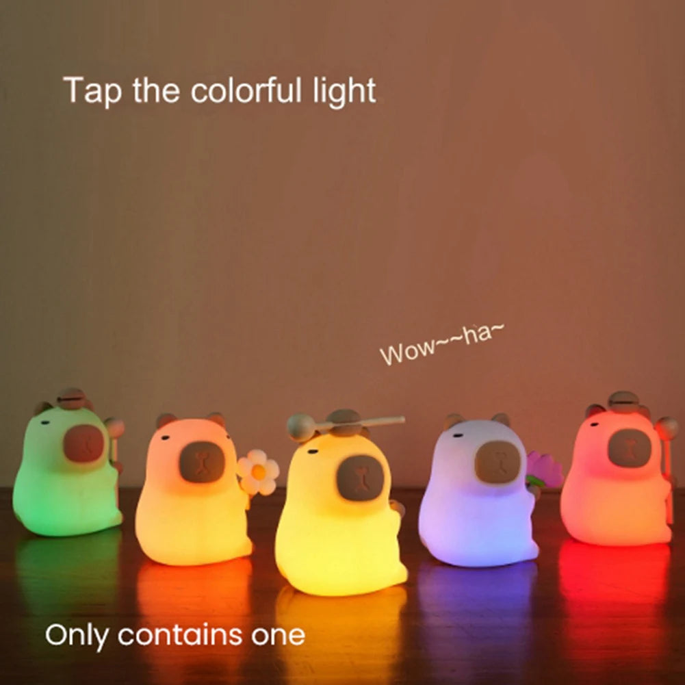 lampe nuit capybara forme animale mignonne beige marron enfants cartoon