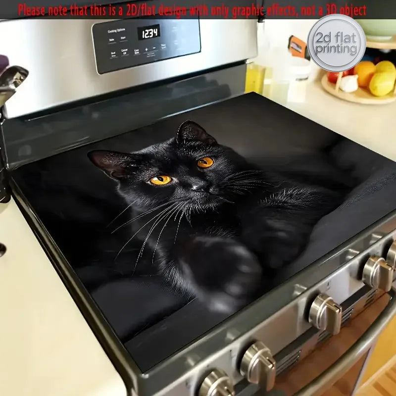tapis cuisine noir chat graphique résistant chaleur antidérapant silicone polyestère respectueux environnement