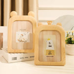 cadres photo décoration animaux tête souris girafe ours aspect bois clair rotatif beige marron