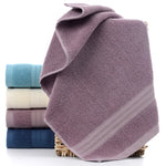 serviettes toilette coton violet blanc bleu marine rayures classiques absorbantes ensemble pièces clips