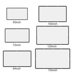 écran projection blanc noir pvc moderne 60 72 84 100 120 150 pouces