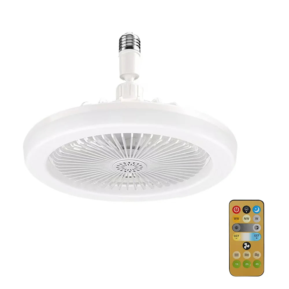 ventilateur blanc moderne grille ventilation lampe led rotative e27