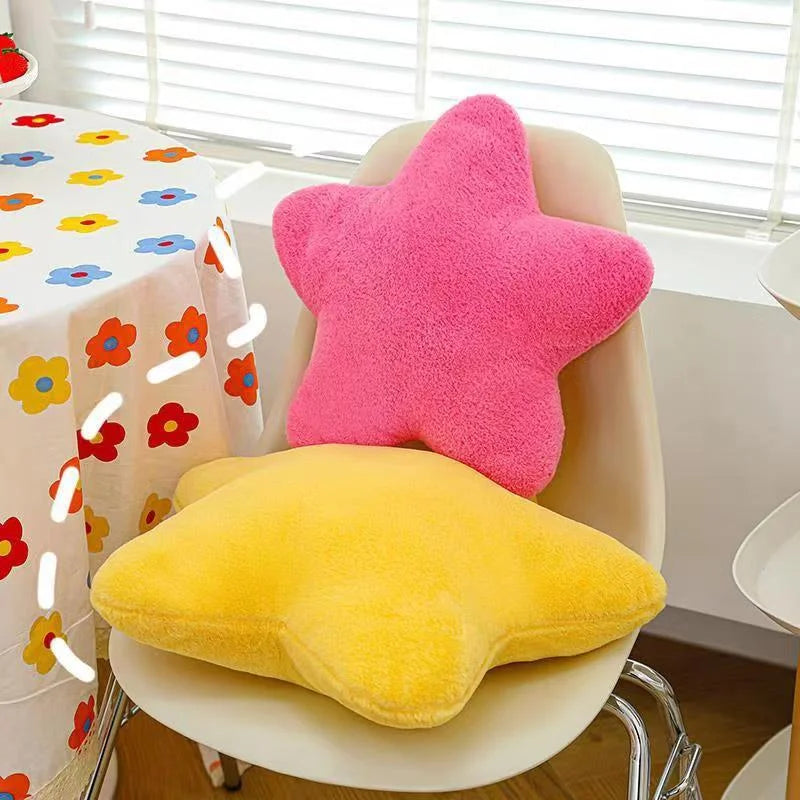 coussin étoile rose jaune vert pastel doux décoration lit étudiant mousse pe polyester anti