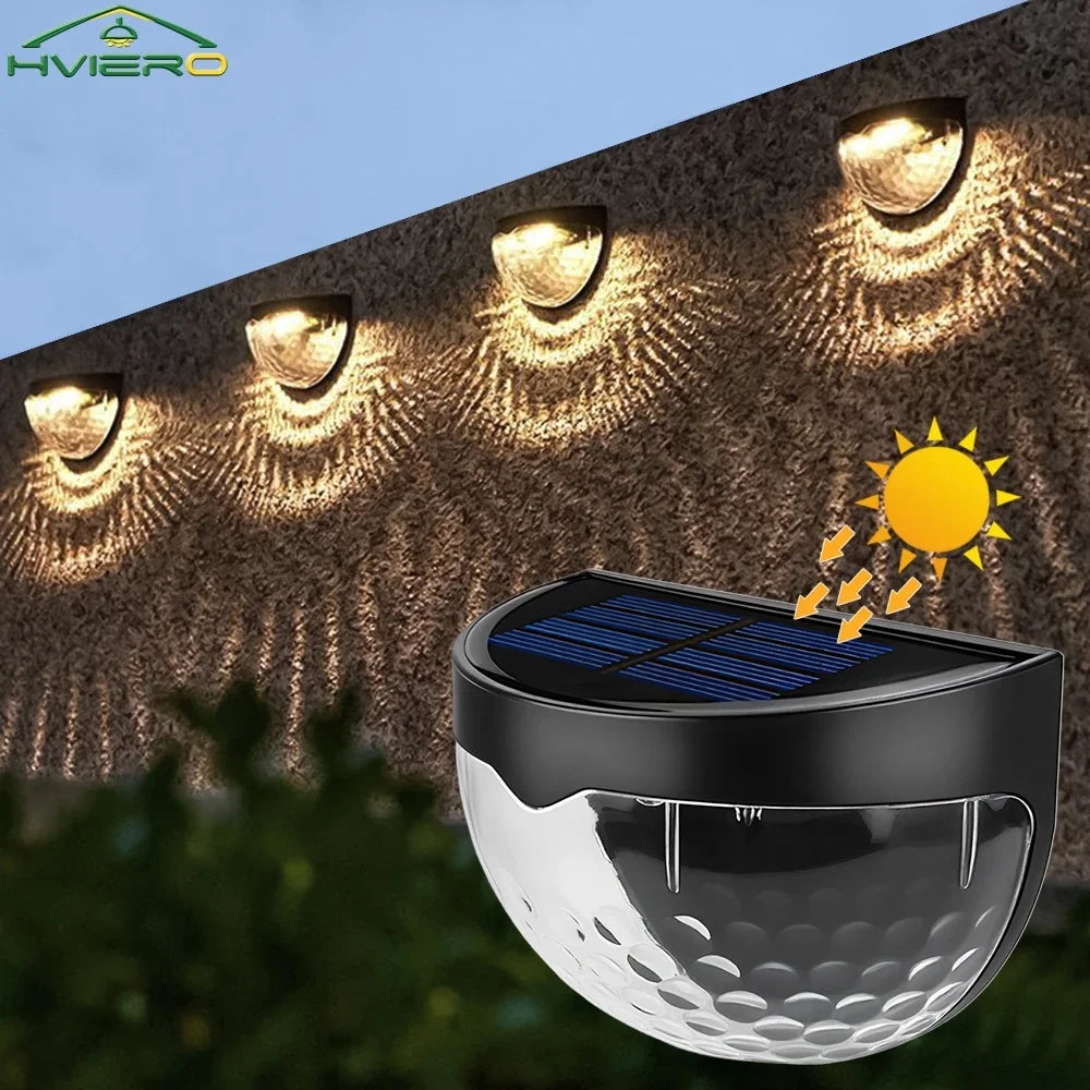Lampe solaire murale moderne noire blanche bleue transparente texture golf rechargeable vis fixations