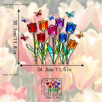 vitrail art nouveau tulipes papillons adhésif opaque multicolore décoration fenêtre