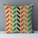 coussins carrés géométriques modernes polyester coton 45x45cm noir blanc bleu vert orange jaune marron