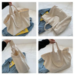 sac main femme toile beige clair lettre noire poignées détachables