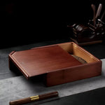 boîte thé marron foncé texture bois naturelle classique rouleau thé couteau thé