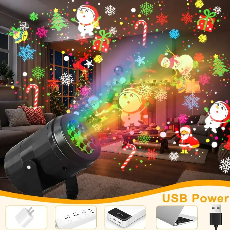 lampe projection led noël motifs rennes moderne câble usb 16 effets ambiancé halloween festive