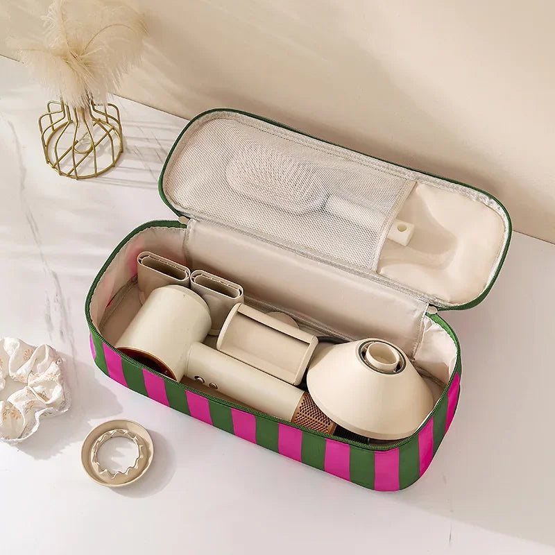 sac rangement coiffure vert rose brosse peigne diffuseur moderne pliable polyester multifonctionnels accessoires capillaires