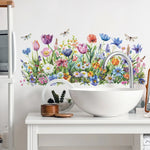 autocollants muraux fleurs colorées décoration moderne intérieur salon chambre résistants eau pvc autoadhésifs