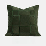housse coussin vert olive motif géométrique contemporain polyester respectueux environnement coussin