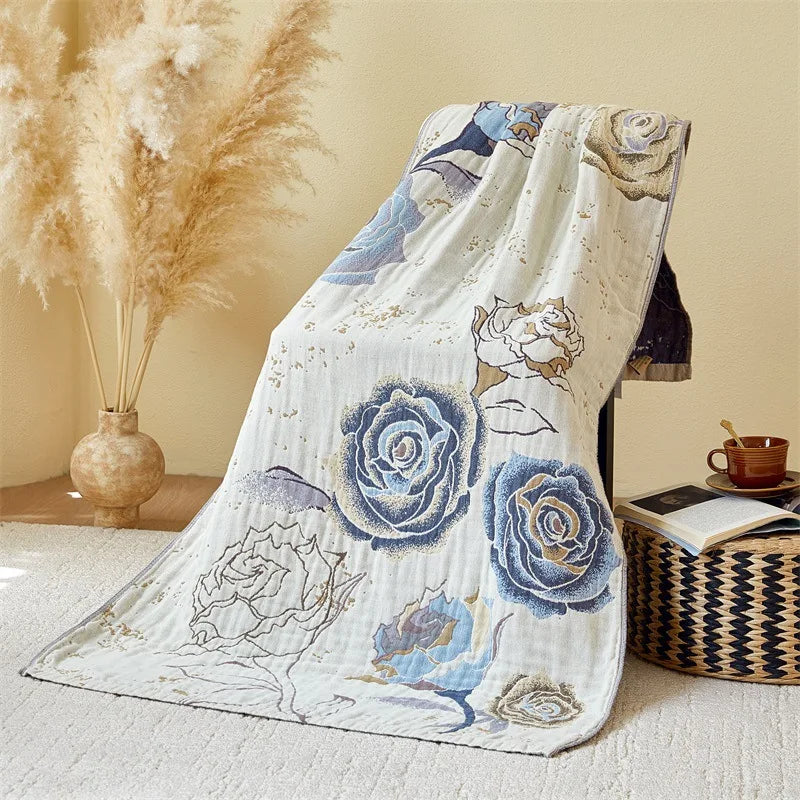 serviette bain coton fleuri couverture rectangulaire absorbante lavable machine rustique années 26 30