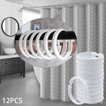 anneaux rideau transparent blanc modernes 12 pièces métal douche tringle