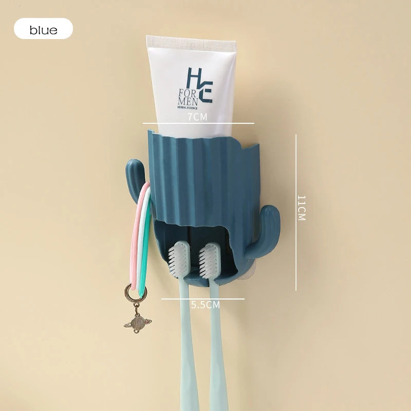porte brosse dents gel dentifrice cactus moderne adhésif bleu vert rose blanc salle bain