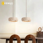 Suspension lumineuse pierre marbrée moderne câble beige 18W chambre salon restaurant