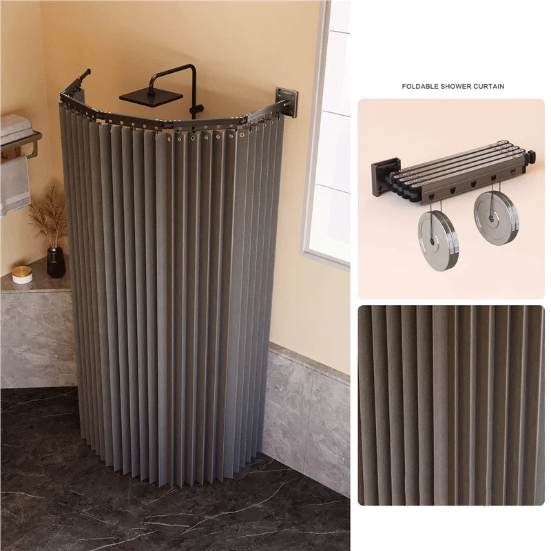rideau plissé gris moderne pliable vis fixations salle bain étanche polyester
