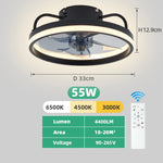 ventilateur led lumineuse moderne blanc rond télécommande fixe intelligent économique