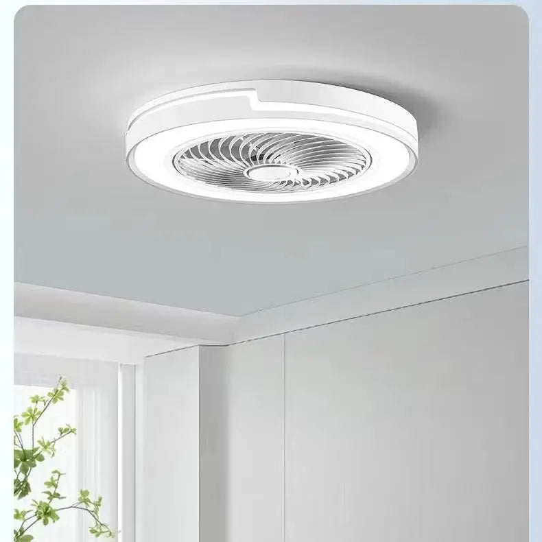 ventilateur lumière led télécommande moderne minimaliste blanc gris