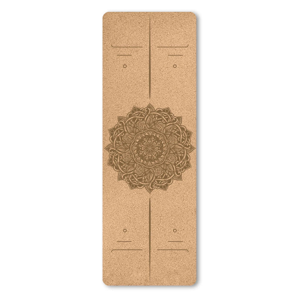 tapis yoga marron mandala om floral ethnique boho chic antidérapant écologique 183x58cm